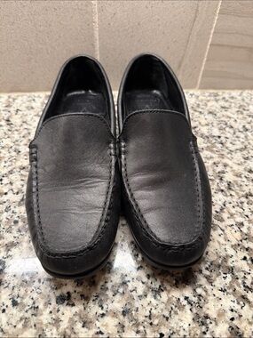 Aquatalia Black Leather Slip-On Loafers, New, Never Worn, Size 8 M